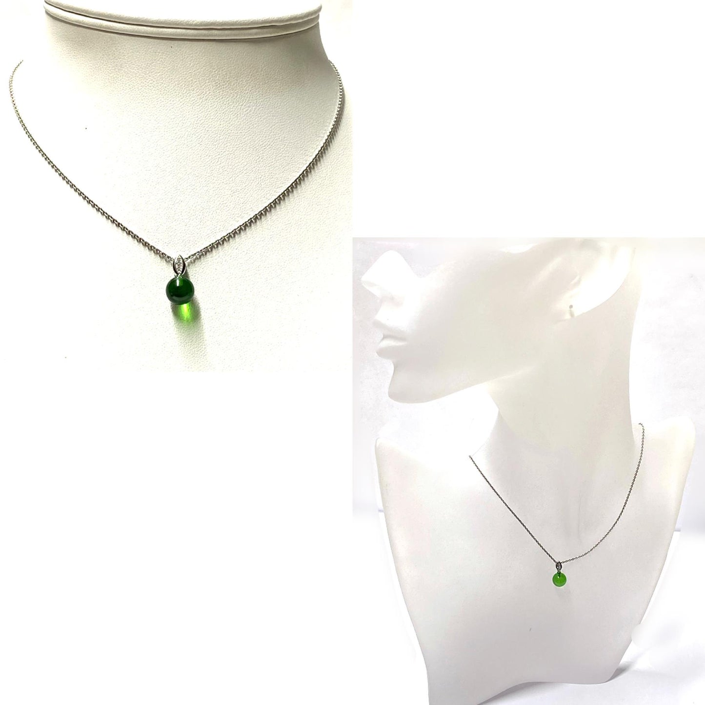 Silberanhänger 925/- rhodiniert karibischer Bernstein grün Kugel 8mm + Zirkonia Kettenanhänger