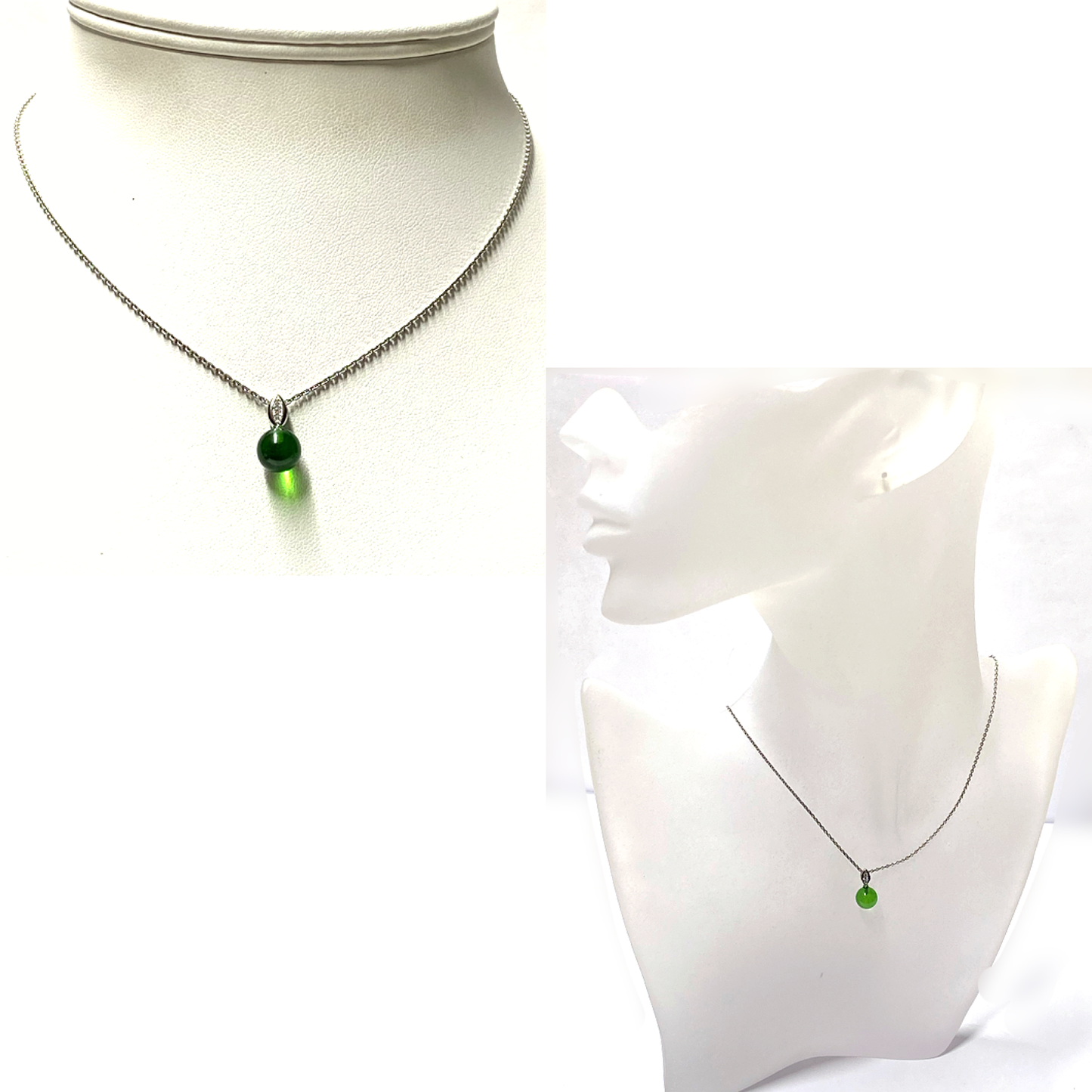 Silberanhänger 925/- rhodiniert karibischer Bernstein grün Kugel 8mm + Zirkonia Kettenanhänger