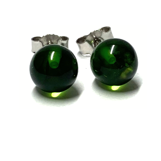 Ohrstecker 925 Silber Bernstein grün (karibischer Bernstein) Kugel rund 8mm Klassiker