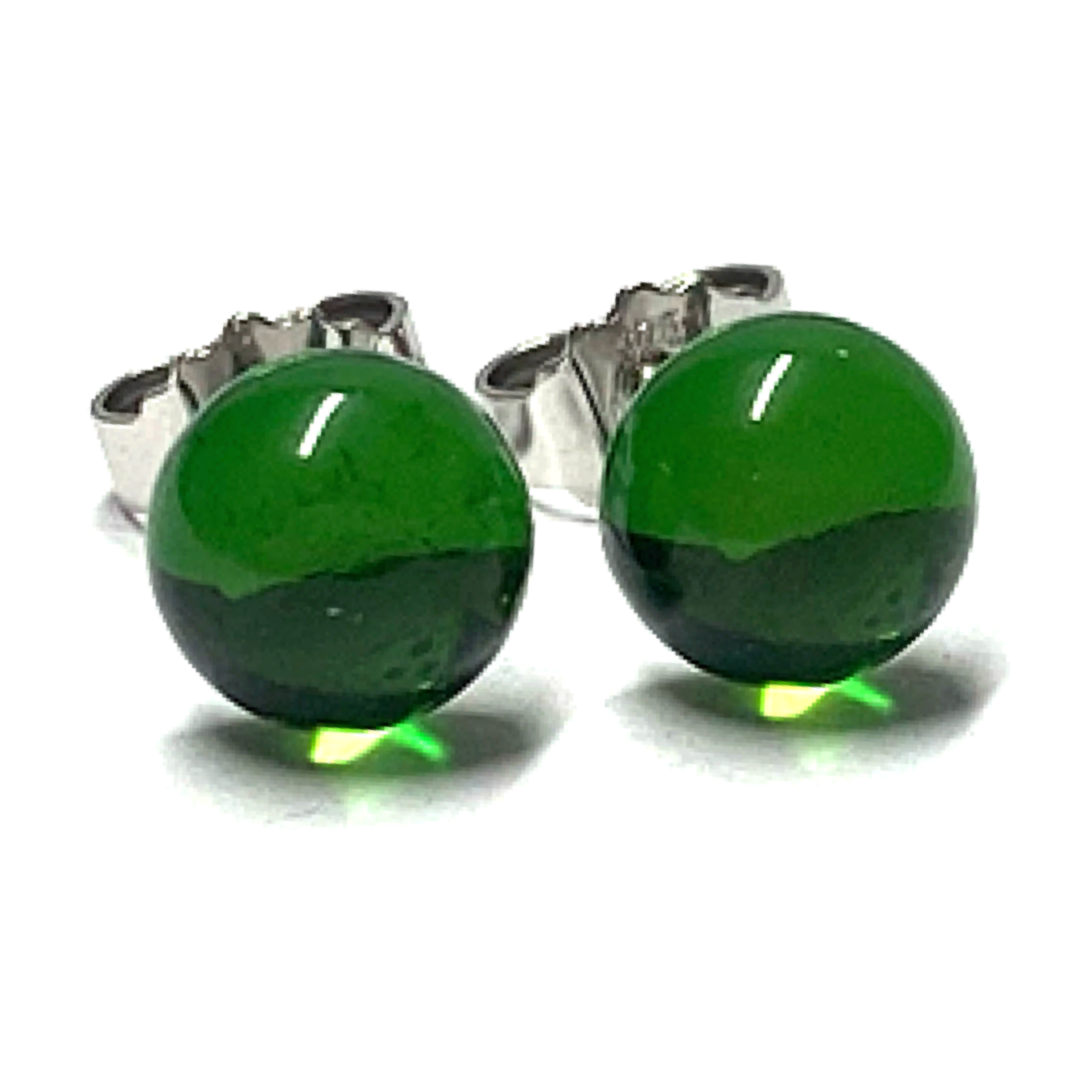 Ohrstecker 925 Silber Bernstein grün (karaibischer Bernstein) Cabochon rund 7mm Klassiker