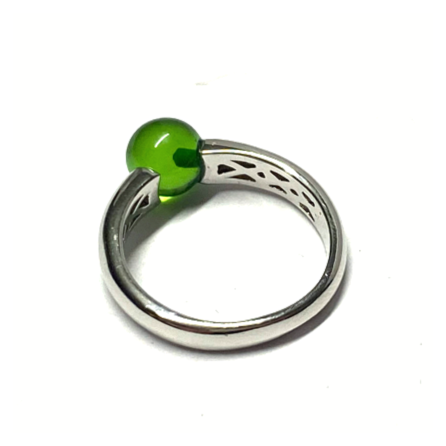 Silberring 925 rhodiniert Bernstein Kugel grün 7mm (karibsicher Bernstein)  #54