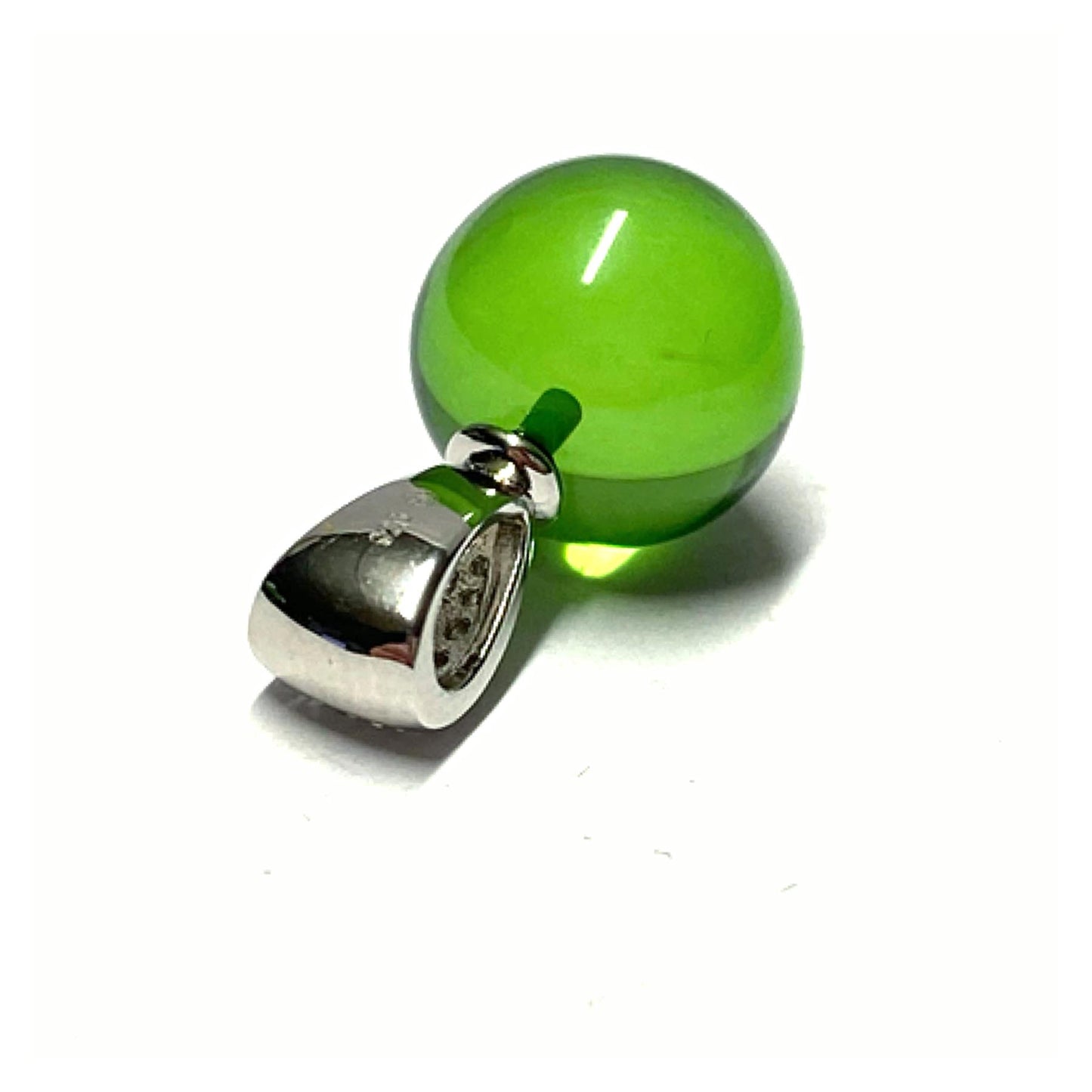 Silberanhänger 925/- rhodiniert karibischer Bernstein grün Kugel 12mm + Zirkonia Kettenanhänger