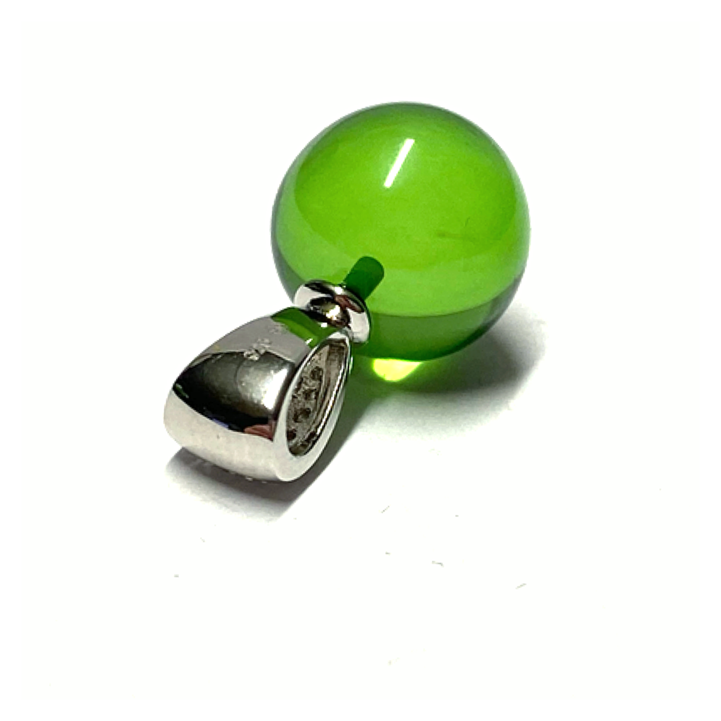 Silberanhänger 925/- rhodiniert karibischer Bernstein grün Kugel 12mm + Zirkonia Kettenanhänger