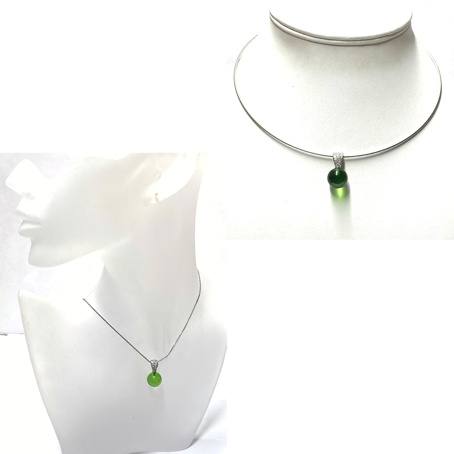 Silberanhänger 925/- rhodiniert karibischer Bernstein grün Kugel 12mm + Zirkonia Kettenanhänger