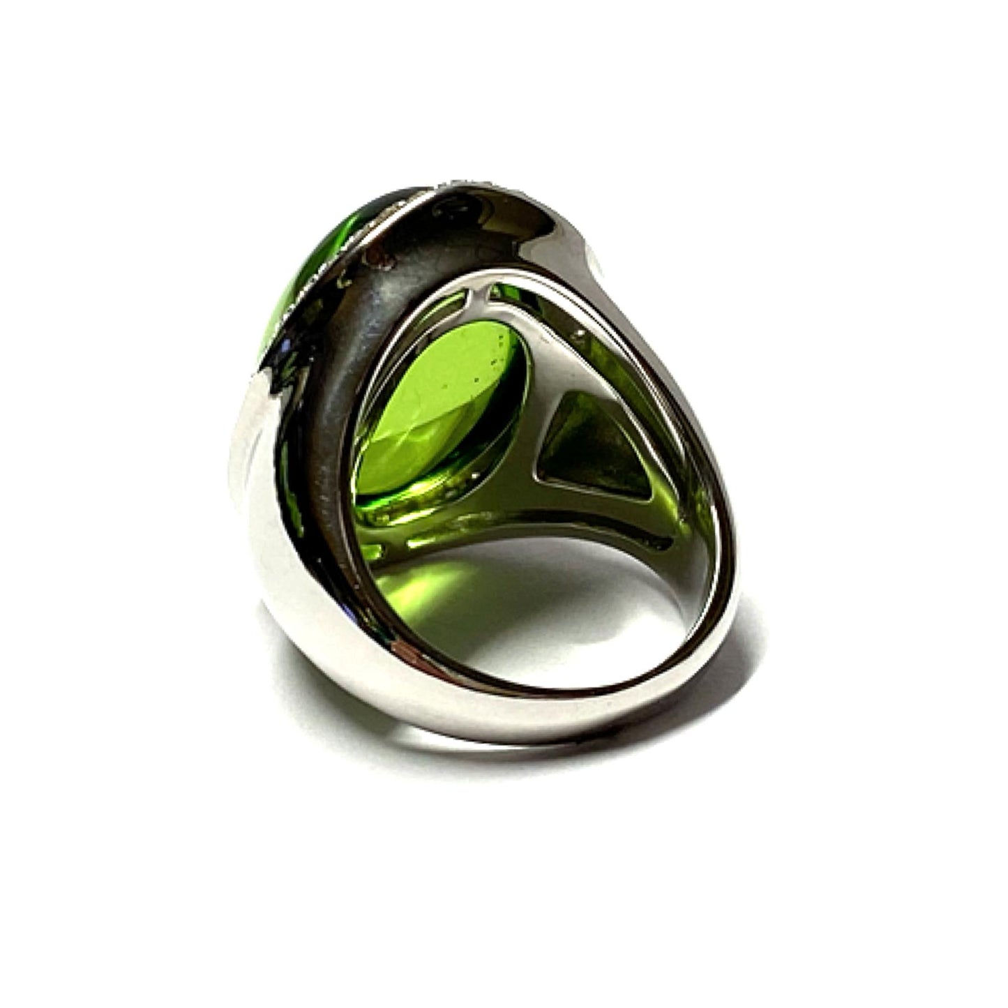 Silberring 925/- rhodiniert Bernstein grün (karibischer Bernstein) + Zirkonia #54