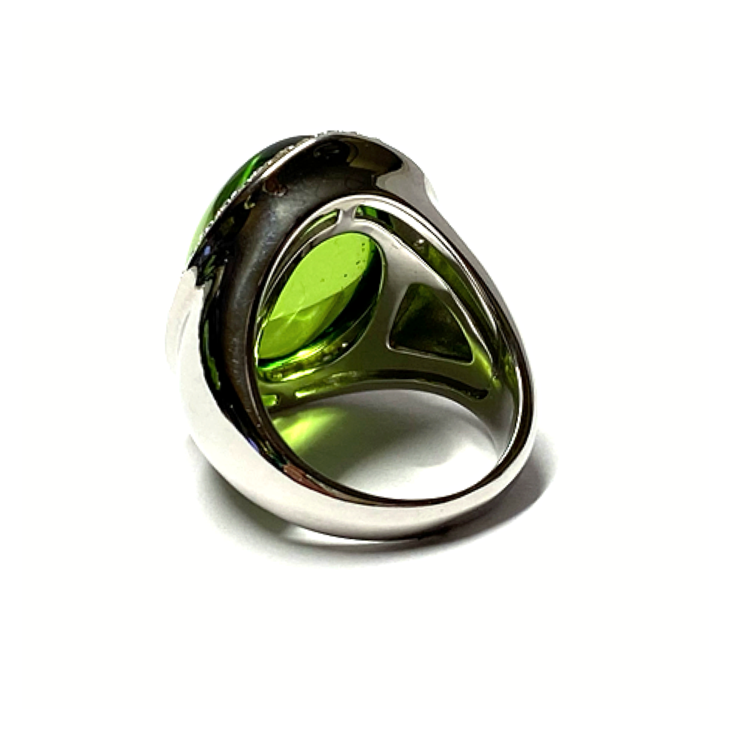 Silberring 925/- rhodiniert Bernstein grün (karibischer Bernstein) + Zirkonia #54