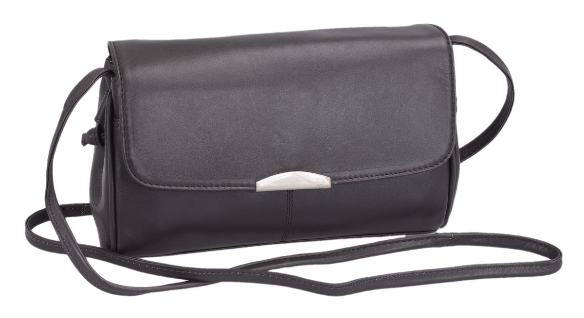 dunkelgraue Leder-Abendtasche länglich, Unterarmtasche mit Mitteltrennwand
