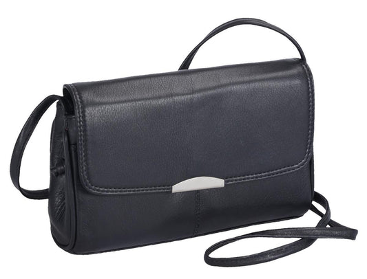 schwarze Lederhandtasche / Abendtasche Clutsch