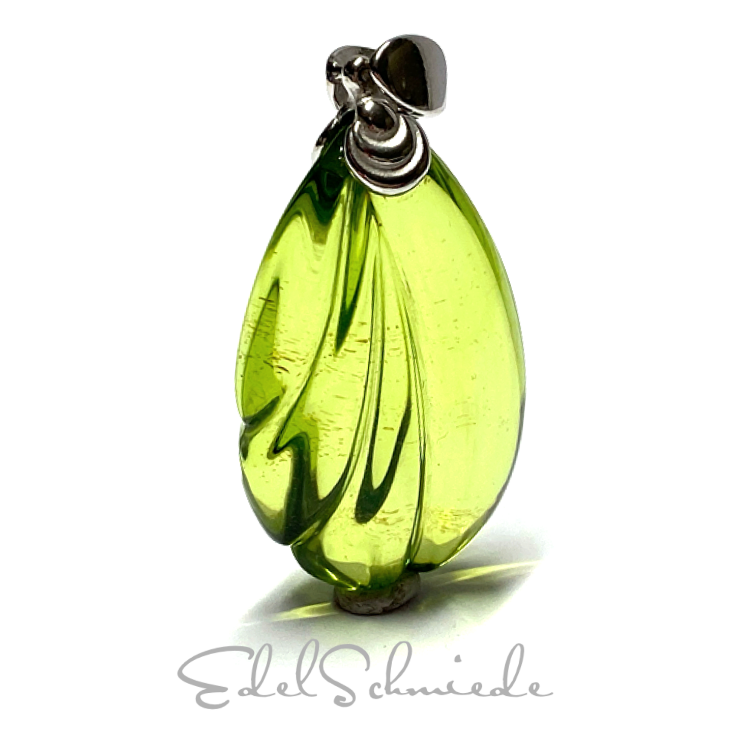 Anhänger 925/- Silber rhodiniert karibischer Bernstein Tropfen Schliff Kettenanhänger