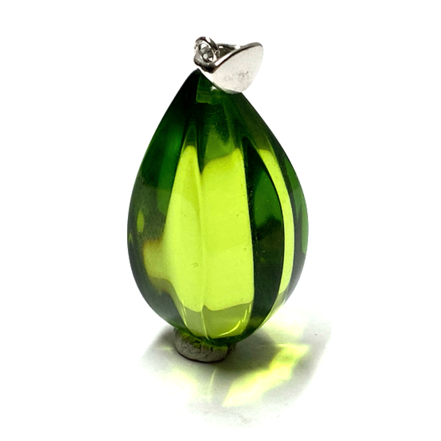 Anhänger 925 Silber rhodiniert karibischer Bernstein flaschengrünTropfen geschliffen Kettenanhänger