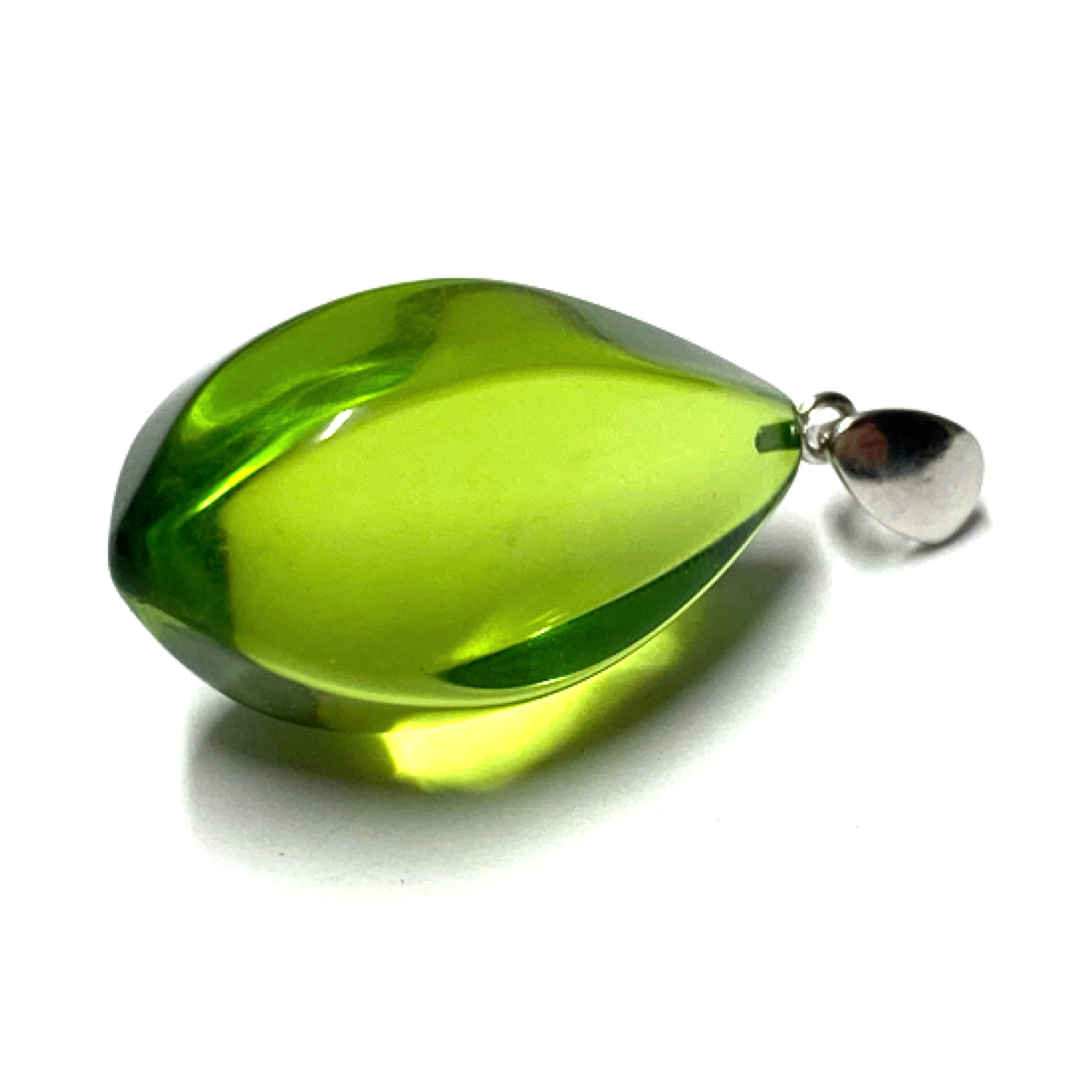 Anhänger 925 Silber rhodiniert karibischer Bernstein flaschengrünTropfen geschliffen Kettenanhänger