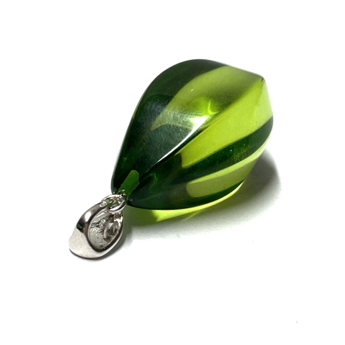 Anhänger 925 Silber rhodiniert karibischer Bernstein flaschengrünTropfen geschliffen Kettenanhänger