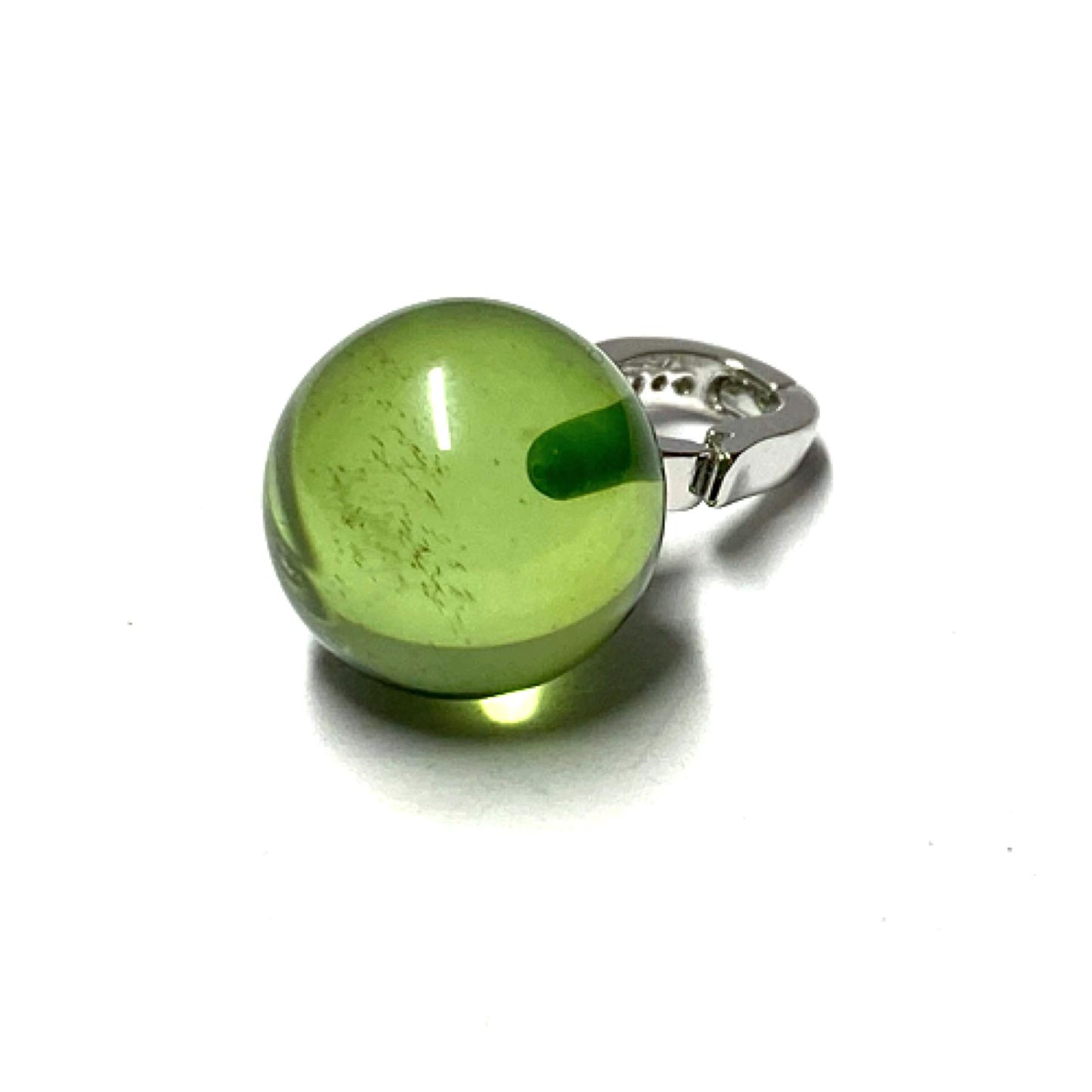 Anhänger 925 Silber rhodiniert Zirkonia + karibischer Bernstein flaschengrün Kugel 12mm geschliffen Clipanhänger Kettenanhänger