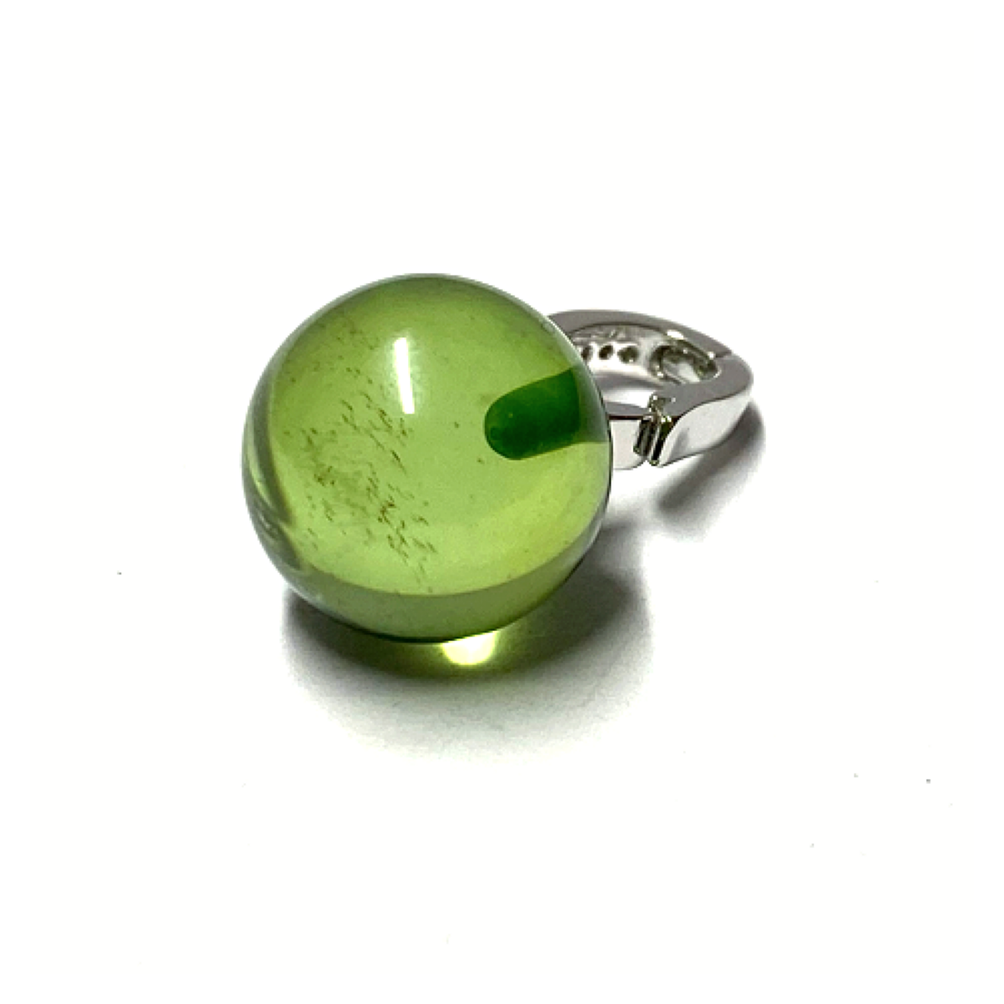 Anhänger 925 Silber rhodiniert Zirkonia + karibischer Bernstein flaschengrün Kugel 12mm geschliffen Clipanhänger Kettenanhänger