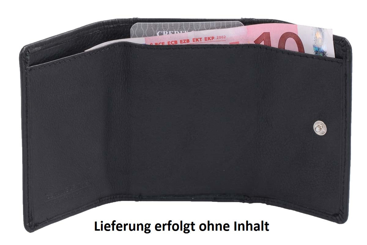schönes schwarzes Mini Portemonnaie, kleine Leder Herren Geldbörse, schwarz
