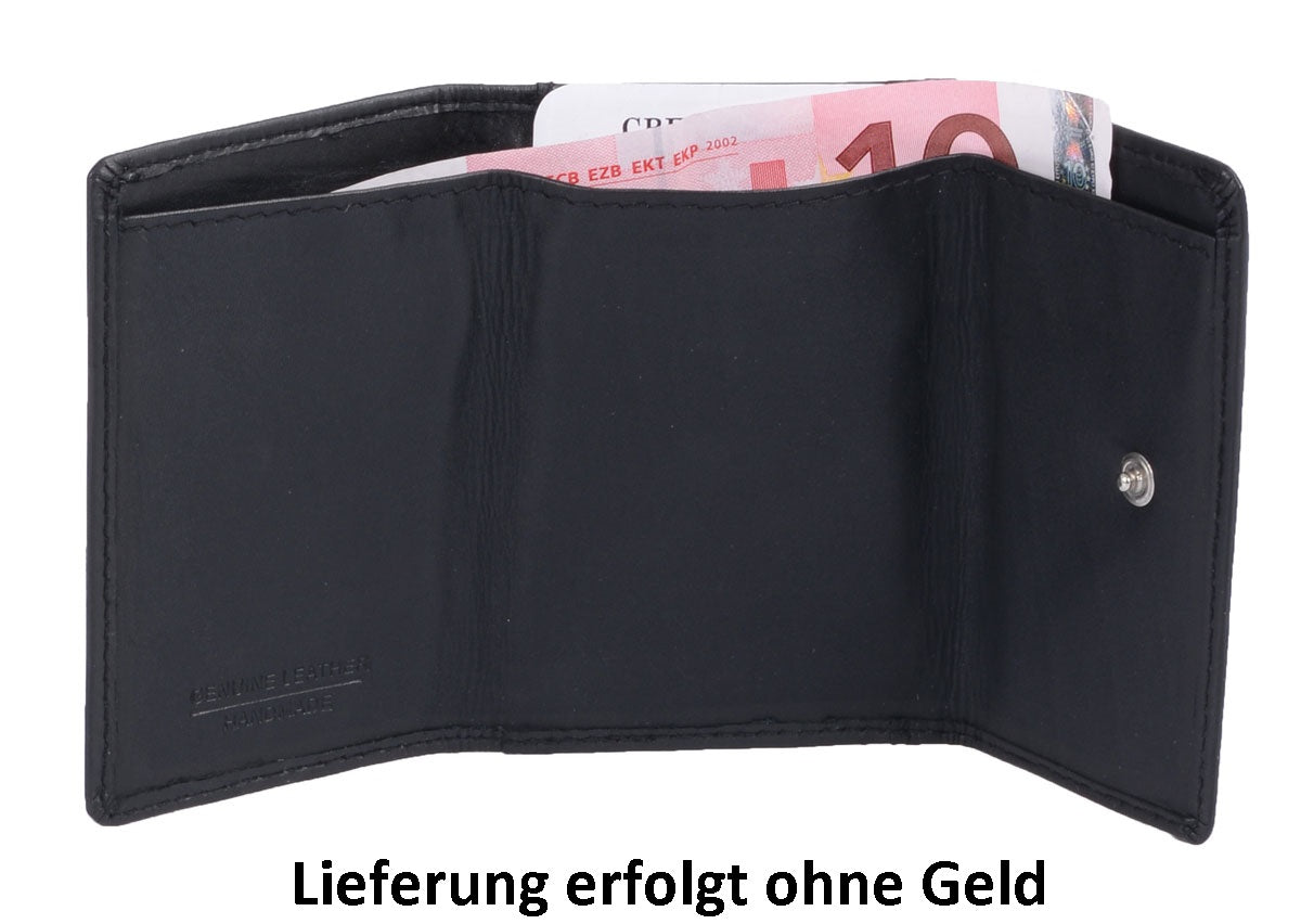 kleine Leder Herren Minibörse im EC-Kartenformat, schwarz