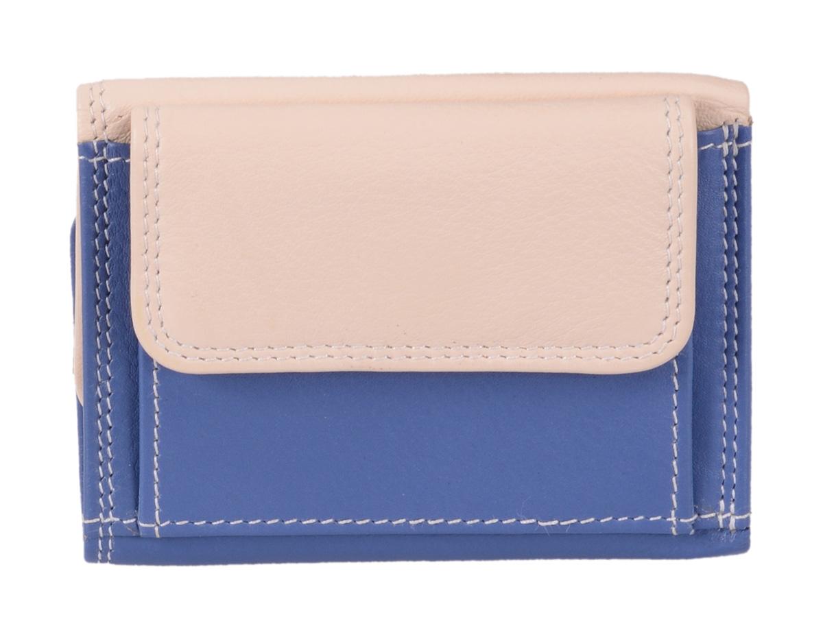 Minibörse LEMONDO, hellblau-beige-mandarine, echt Leder