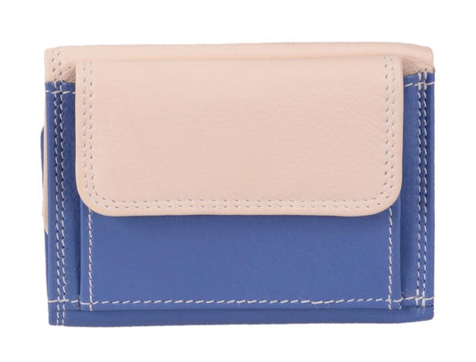 Minibörse LEMONDO, hellblau-beige-mandarine, echt Leder