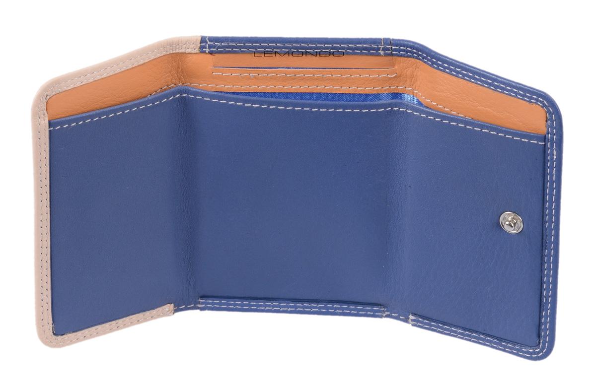 Minibörse LEMONDO, hellblau-beige-mandarine, echt Leder