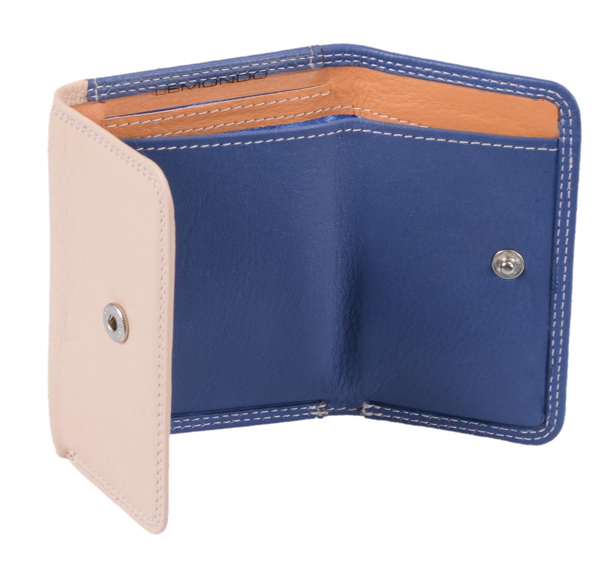 Minibörse LEMONDO, hellblau-beige-mandarine, echt Leder