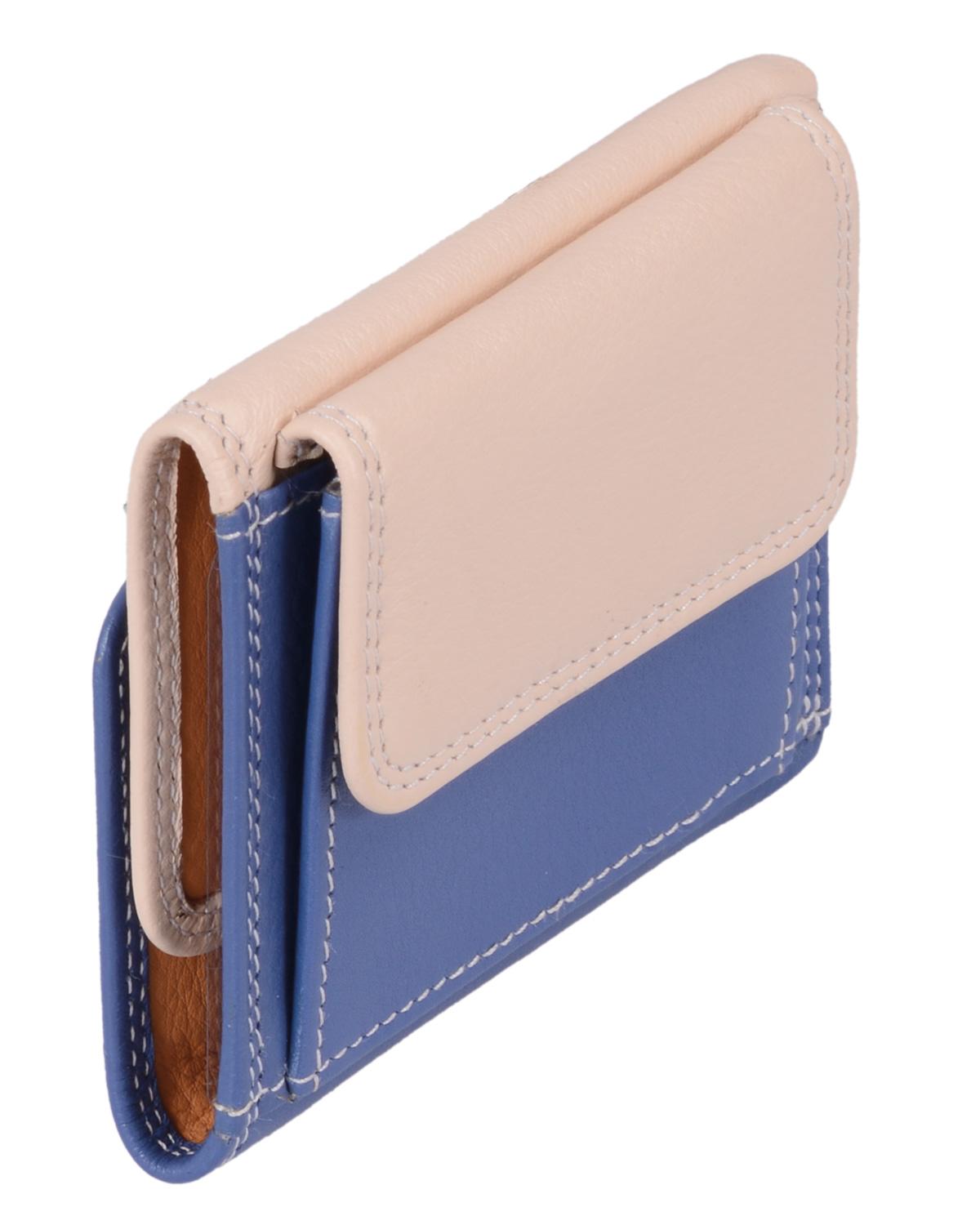 Minibörse LEMONDO, hellblau-beige-mandarine, echt Leder