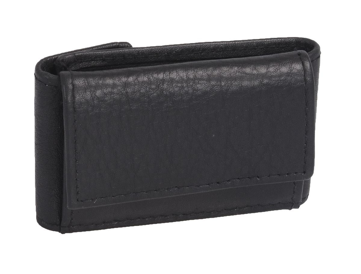 schwarze Minibörse 8x5cm Leder, Kleingeldbörse