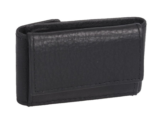 schwarze Minibörse 8x5cm Leder, Kleingeldbörse