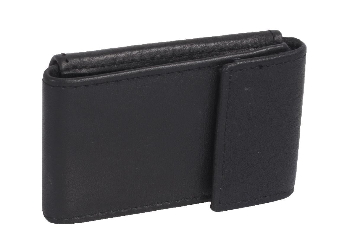 schwarze Minibörse 8x5cm Leder, Kleingeldbörse
