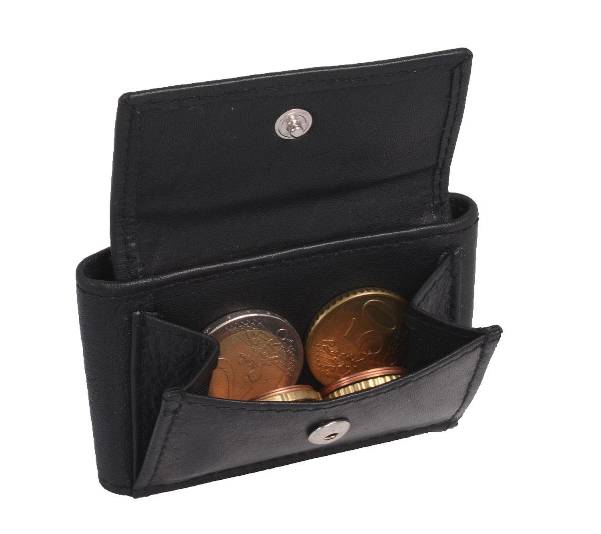 schwarze Minibörse 8x5cm Leder, Kleingeldbörse