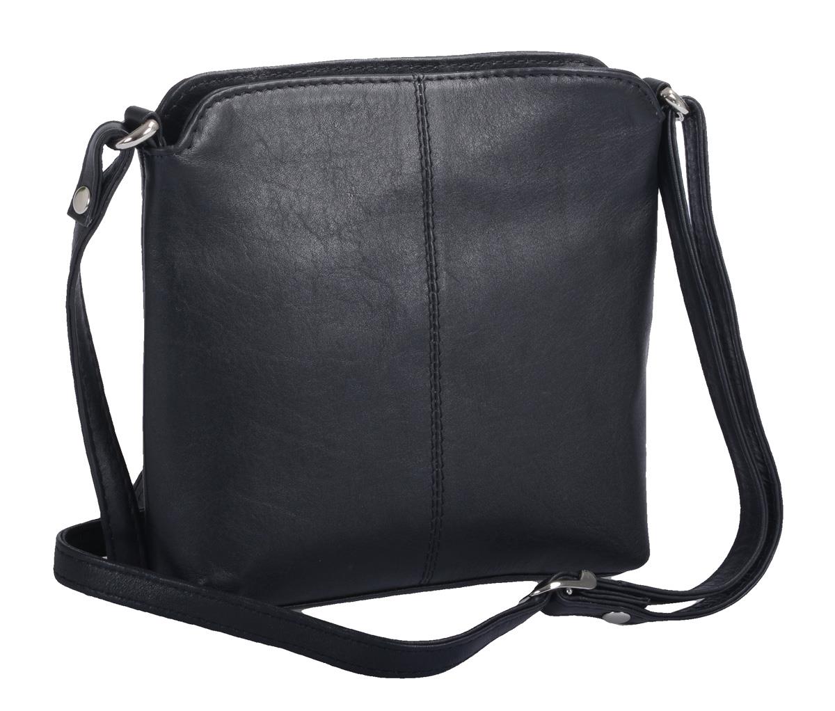 kleine schwarze Reißverschluss-Abendtasche, Leder