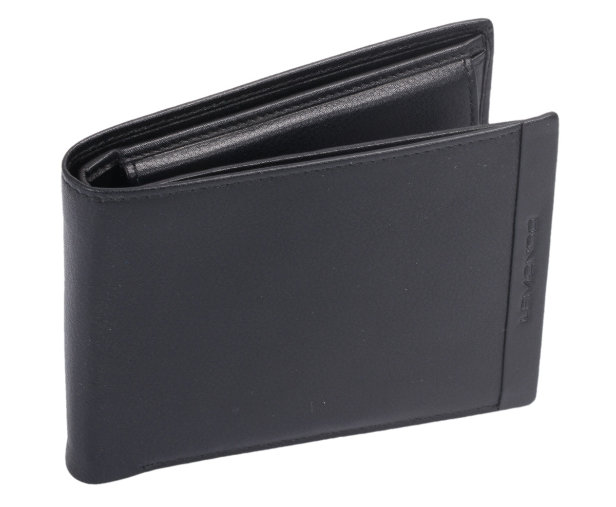 RFID Schutz Leder Scheintasche schwarz 12,5x10x2,5 cm