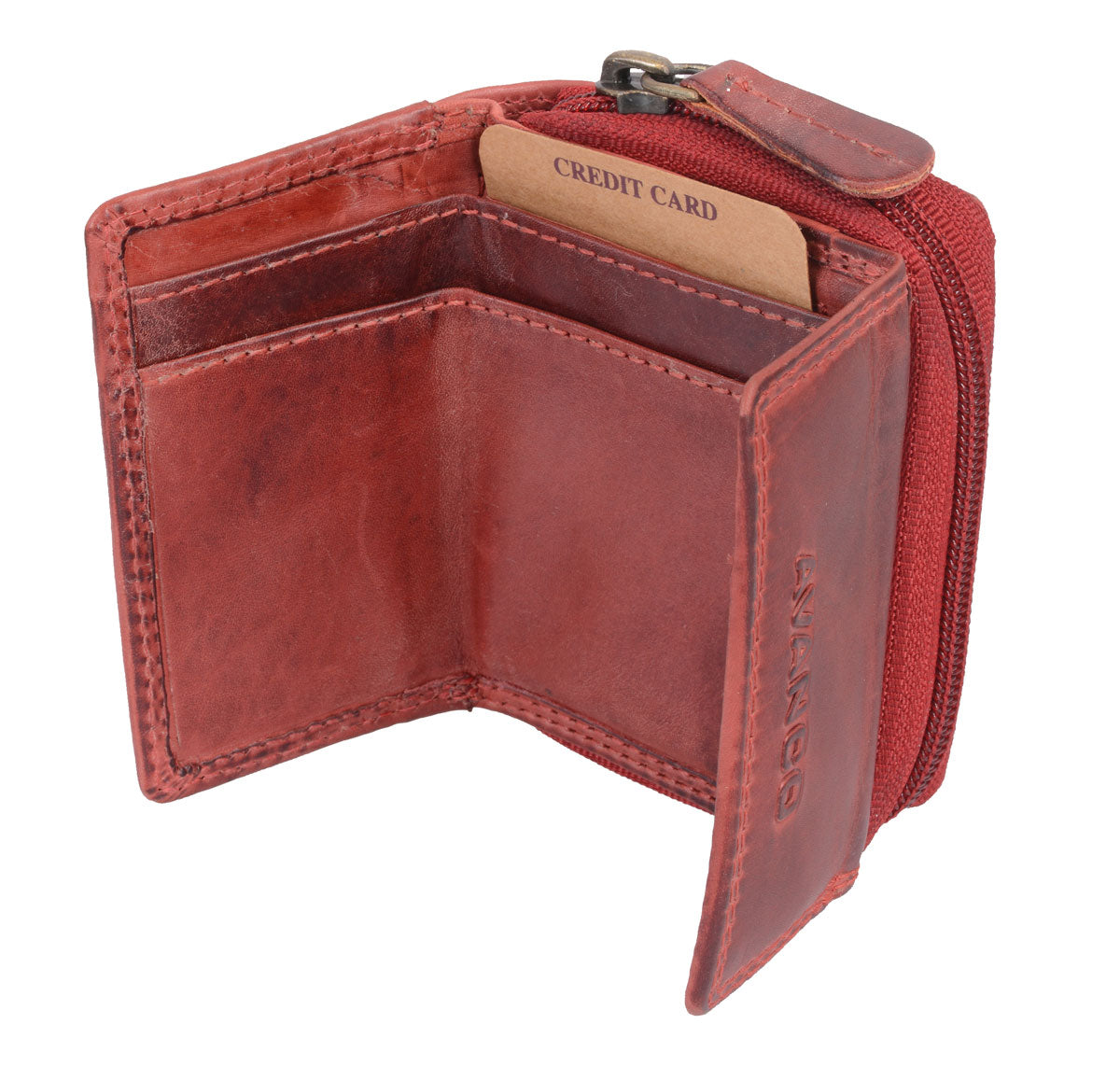 schicke Minibörse Leder Hosentaschenbörse, cherry