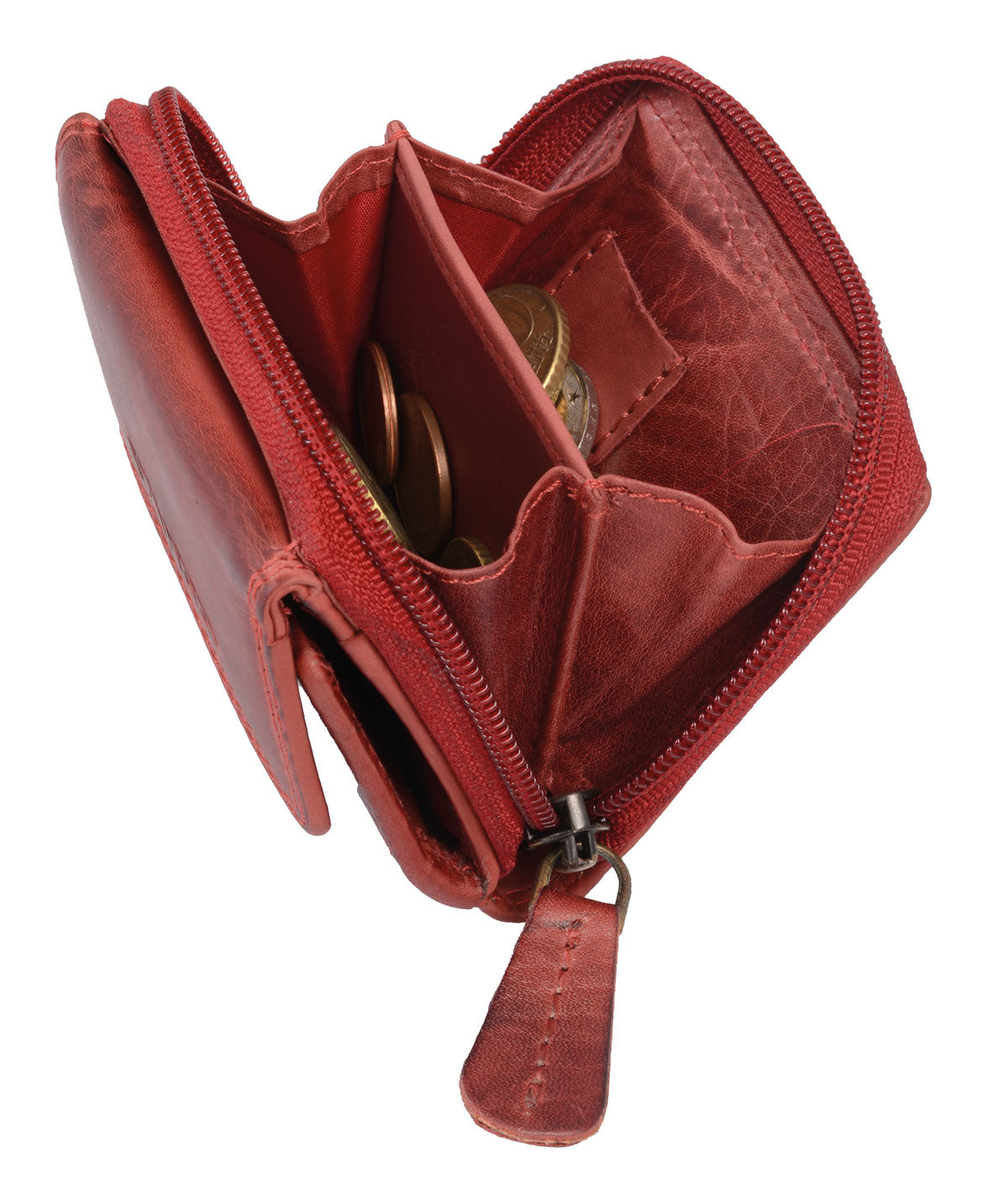 schicke Minibörse Leder Hosentaschenbörse, cherry