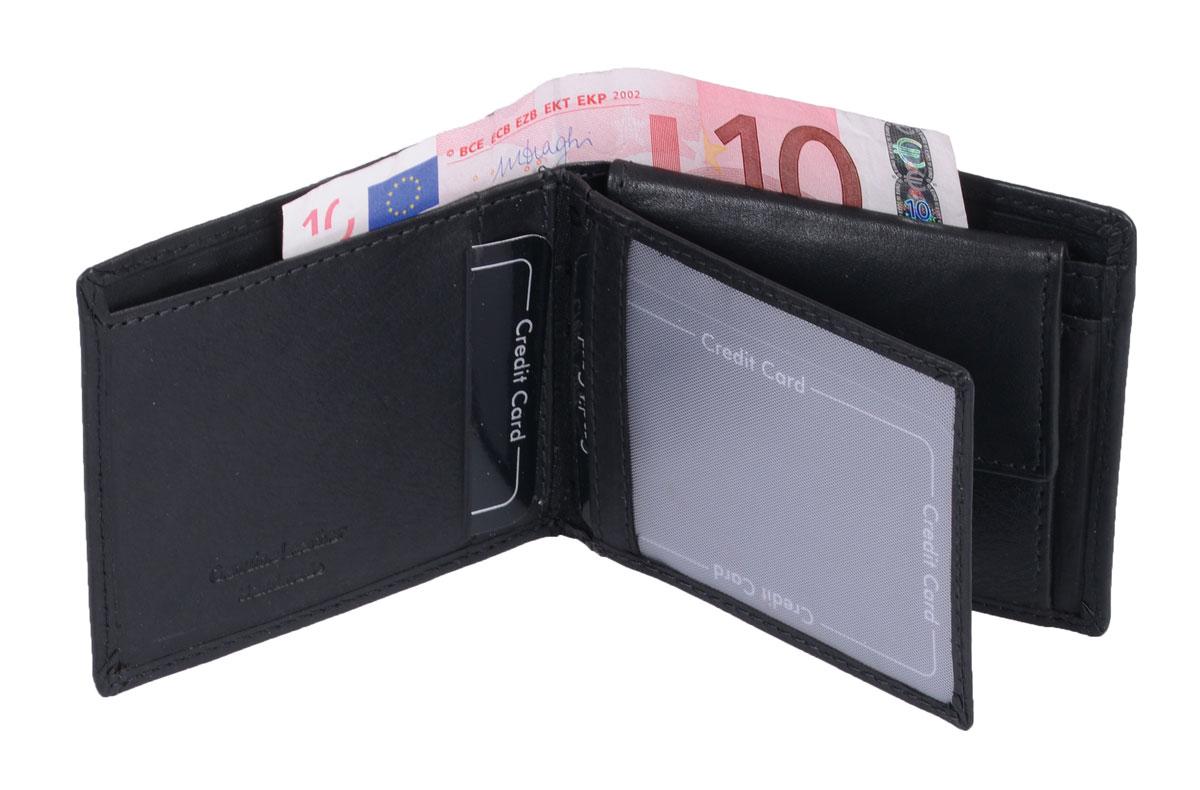 Minischeintasche Börse schwarz Leder – kompakte Geldbörse mit Sichtfächern
