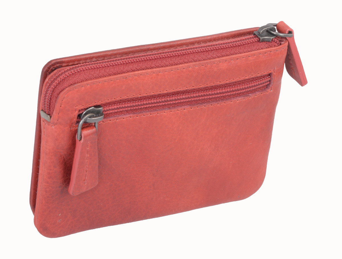 Schlüsseltasche rot – kompakt mit 2 Ringen von AVANCO
