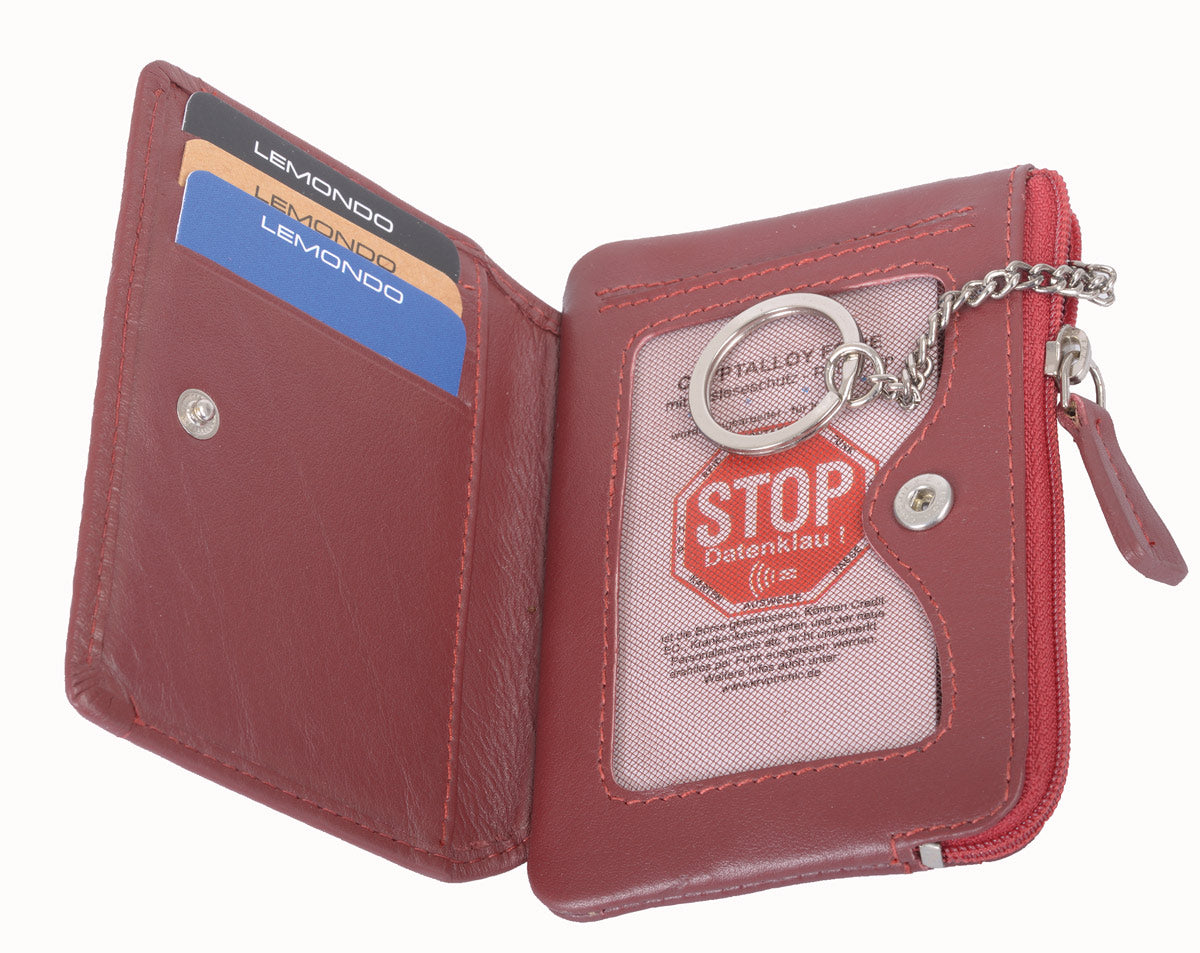 Echt Leder Schlüsseltasche rot mit 2 Ringen