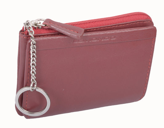 Echt Leder Schlüsseltasche rot mit 2 Ringen