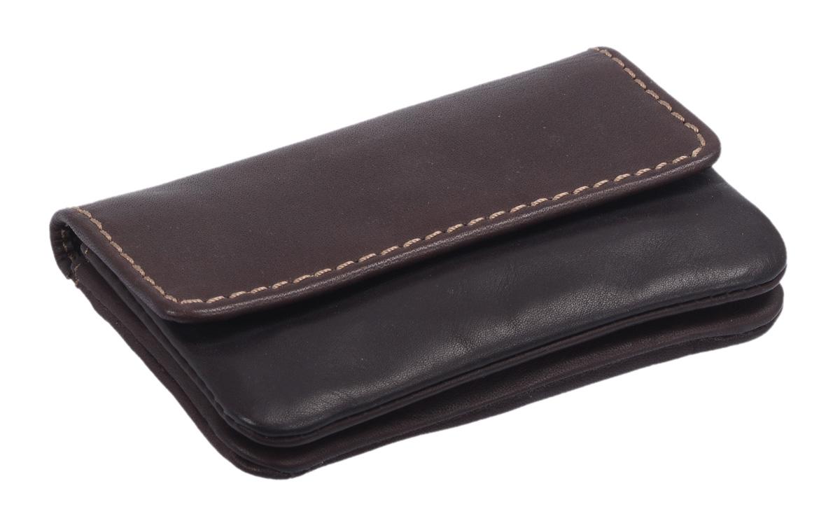 Echt Leder Schlüsseltasche braun mit Klappe und Kleingeldfach – 2 Fächer
