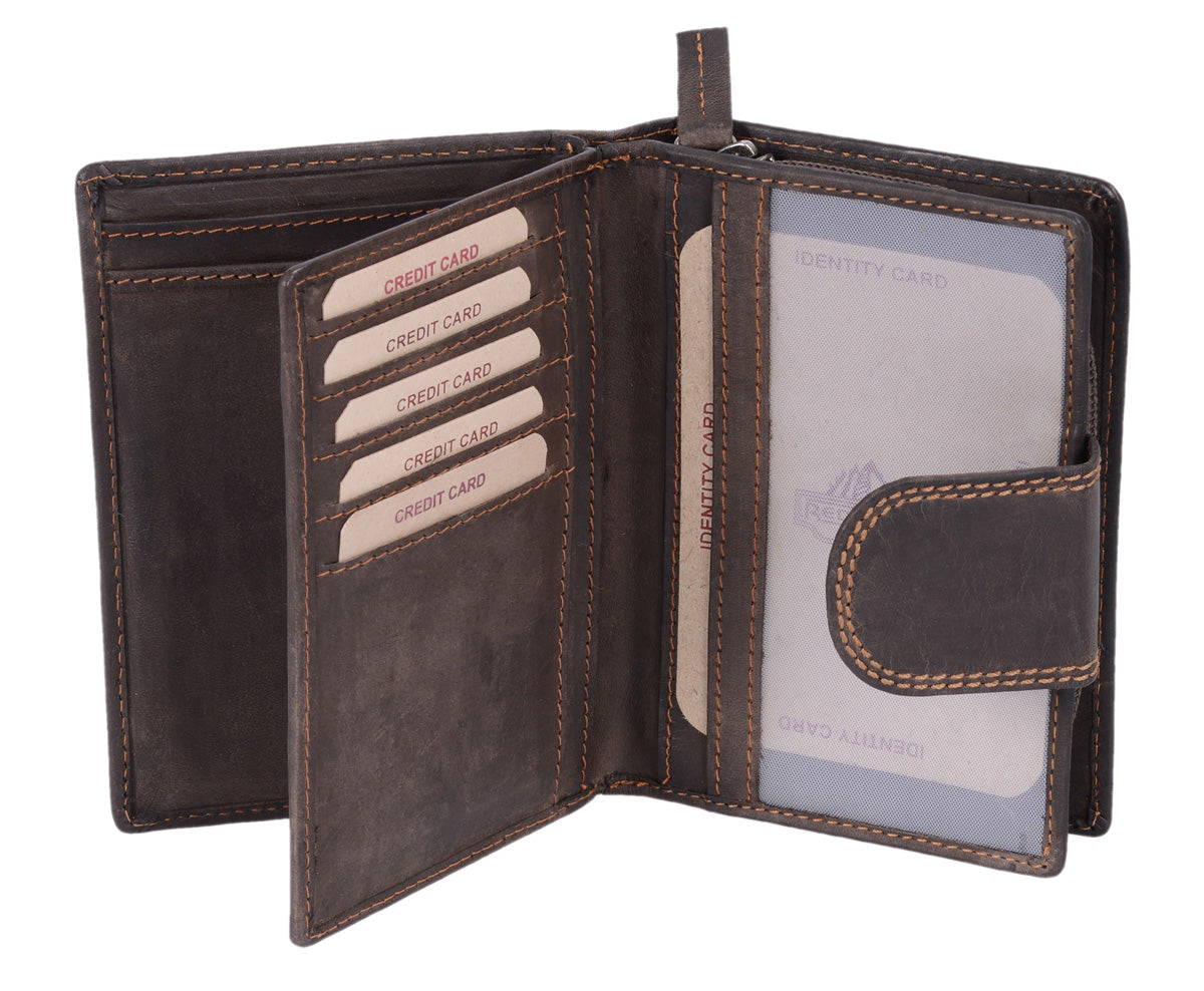 Leder Damenbörse HUNTER, dunkelbraun