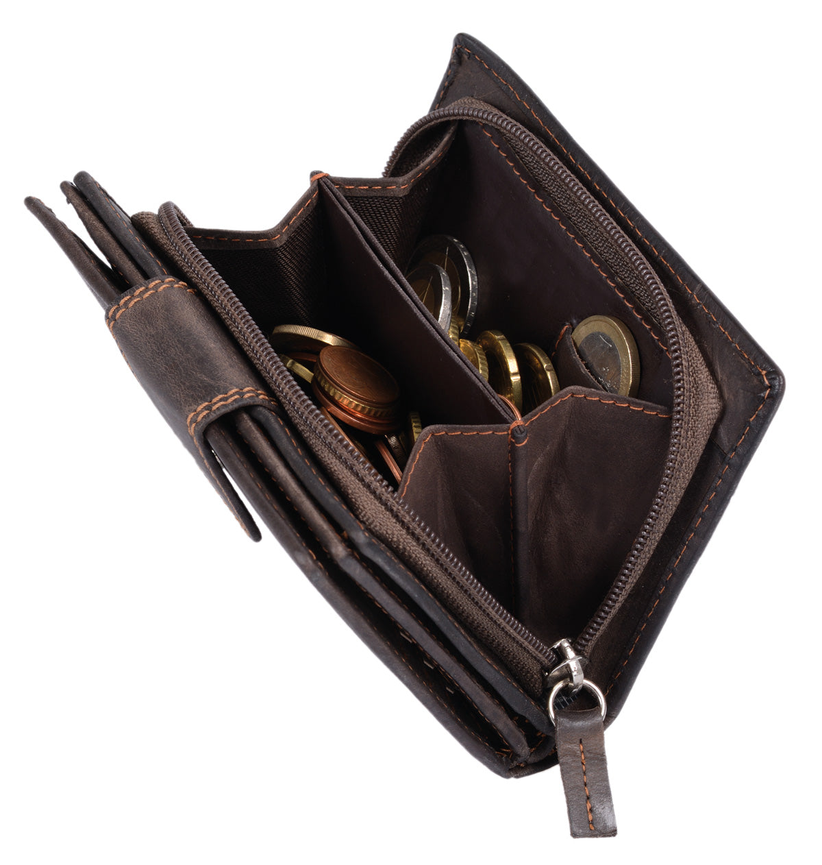 Leder Damenbörse HUNTER, dunkelbraun