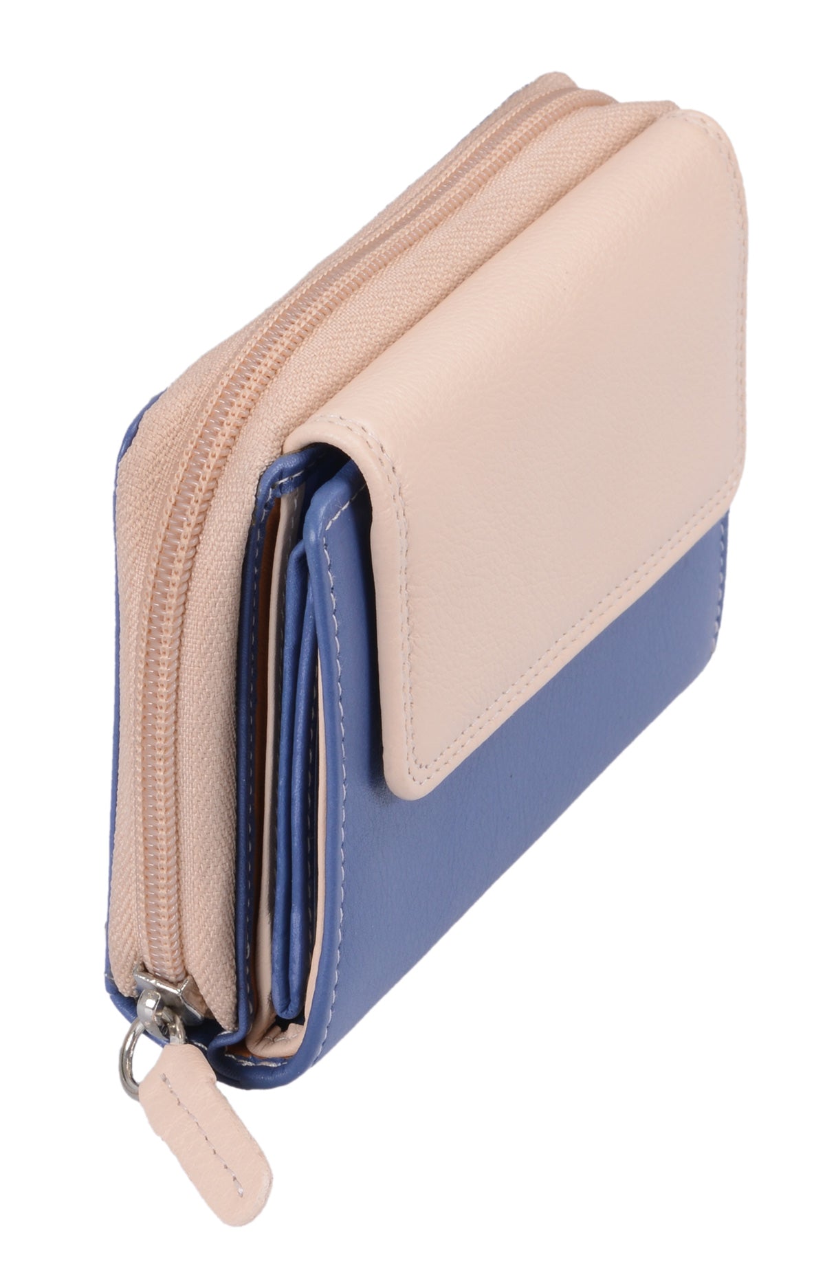 Herrenbörse Leder Brieftasche Kombibörse Lemondo hellblau-beige