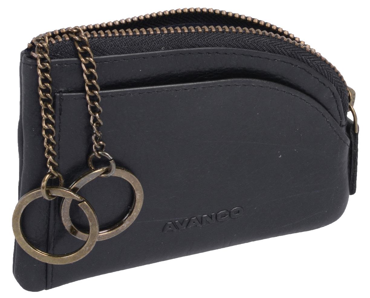 Leder Schlüsseltasche Schlüsselmäppchen, schwarz