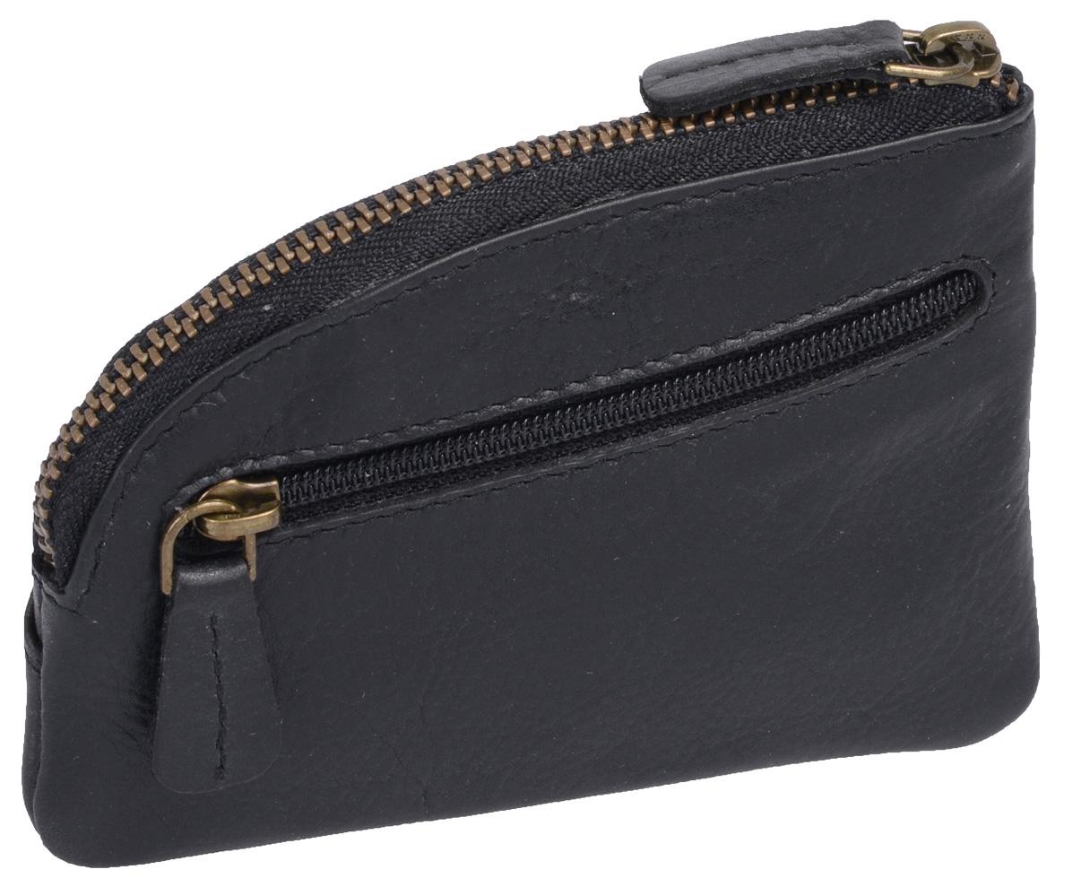 Leder Schlüsseltasche Schlüsselmäppchen, schwarz