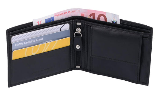 extra flache, kleine Ledergeldbörse, schwarz Herrenbörse, Hosentaschenbörse