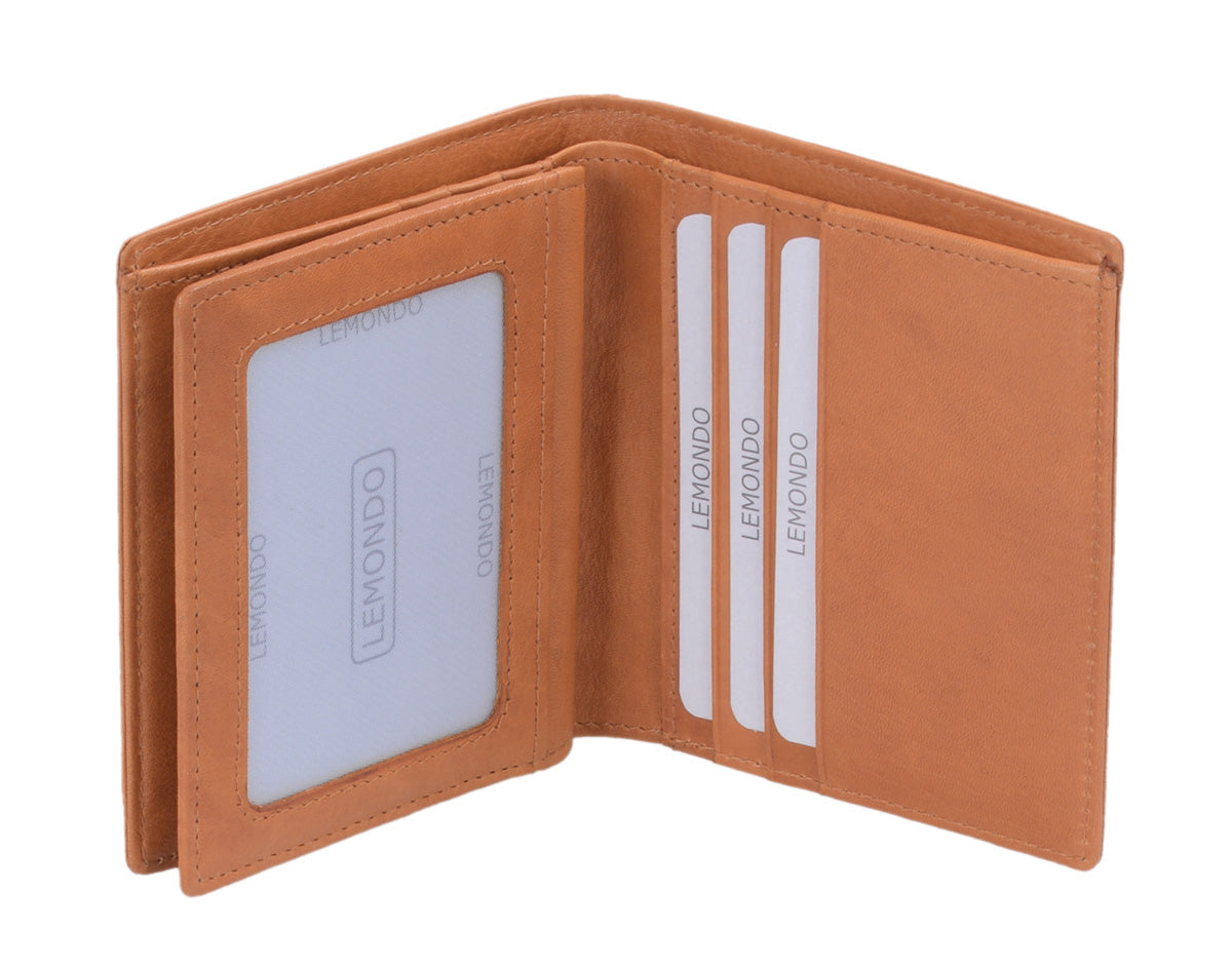 Ausweismappe Leder hellbraun – kompakt mit Scheinfach