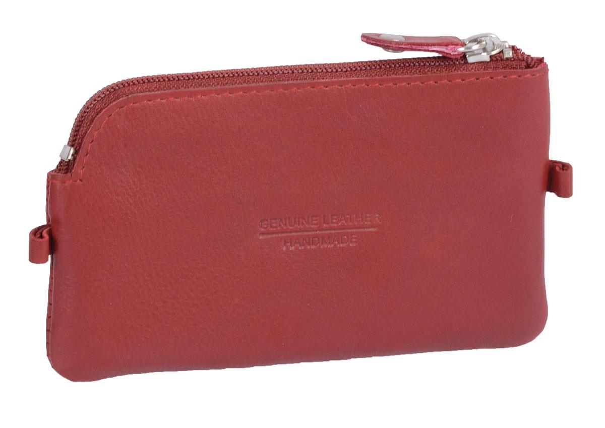 Schlüsseltasche rot mit 2 Ringen und Reißverschlussvorfach