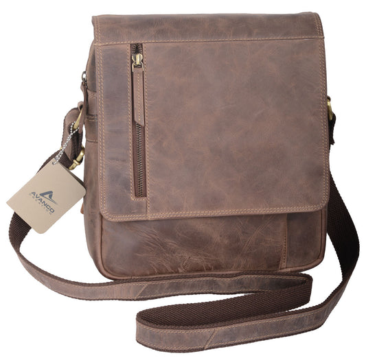 Antico Umhängetasche Leder braun mit Klappe