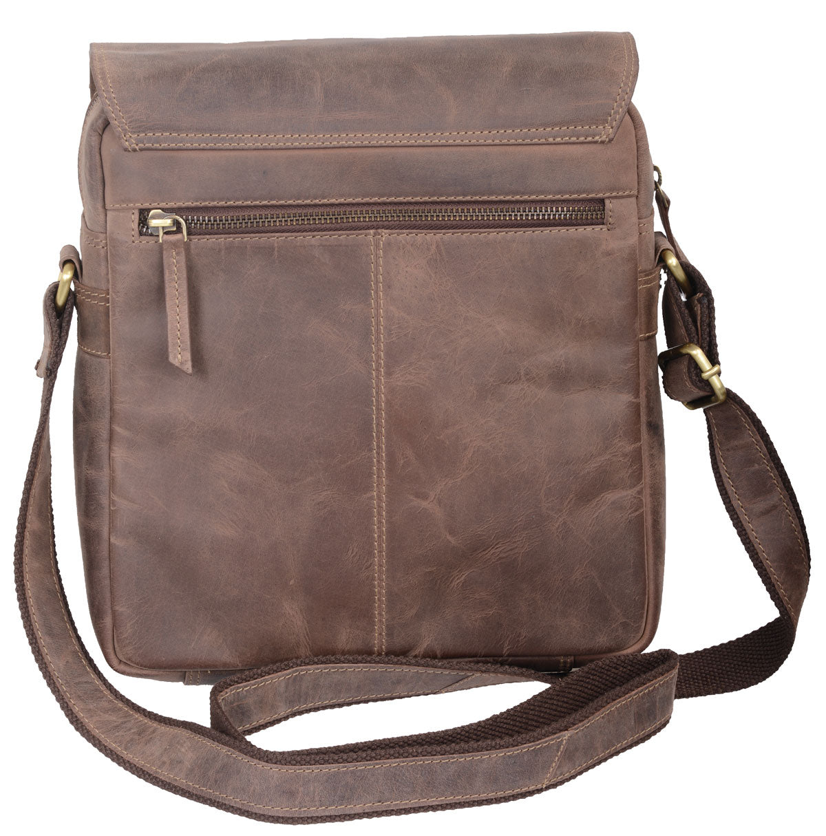 Antico Umhängetasche Leder braun mit Klappe