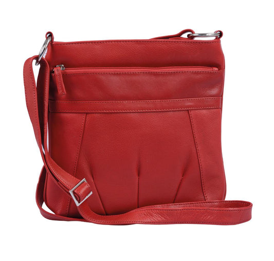 schicke rote Ledertasche mit Schulterriemen, Reißverschlussfächer, 25 x 25cm