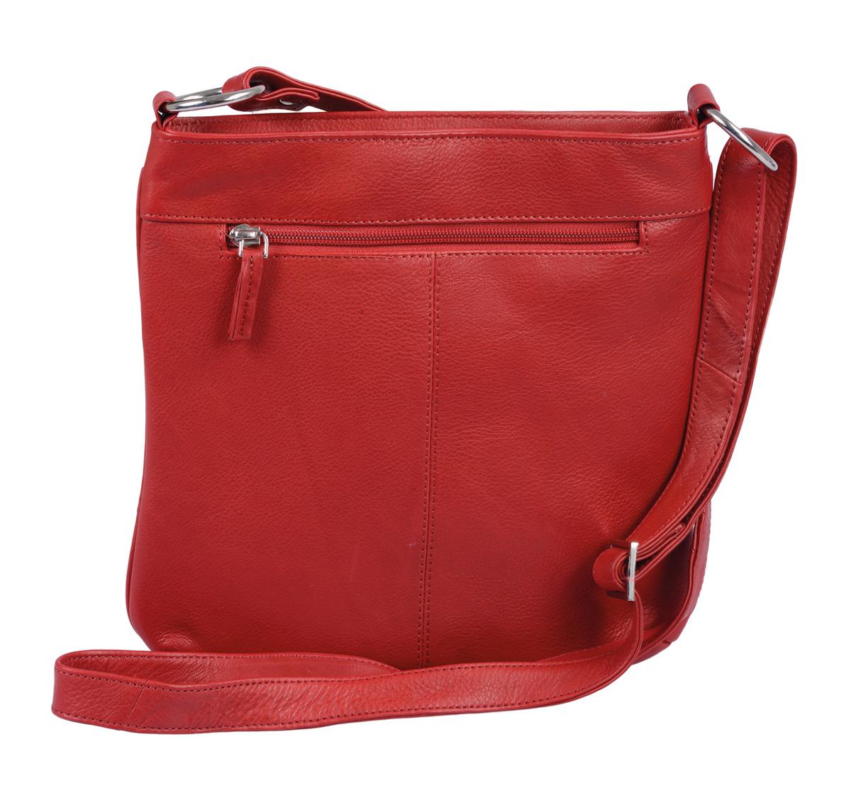 schicke rote Ledertasche mit Schulterriemen, Reißverschlussfächer, 25 x 25cm